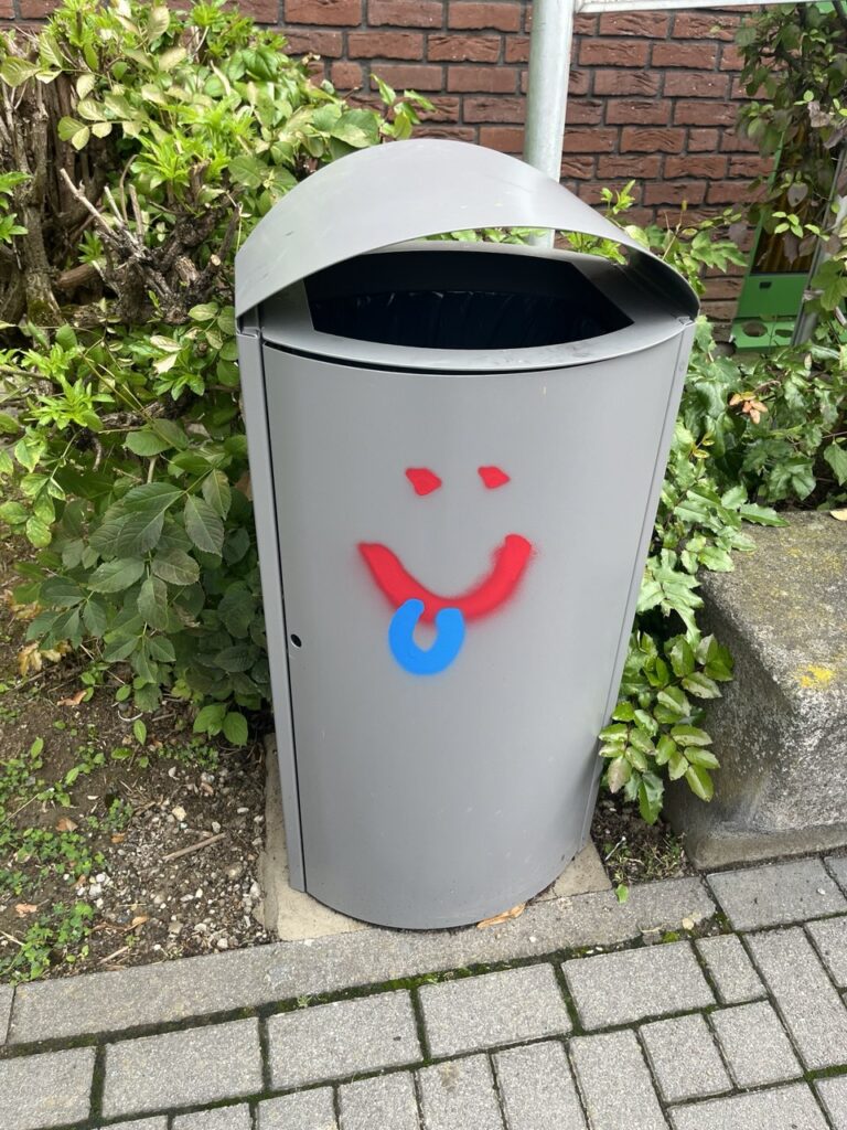 Mülleimer Graffiti - Vorher | Strahlkraft Langen